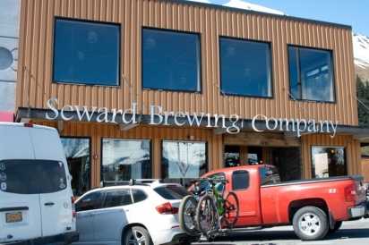 The exterior of Seward Brewing, on the corner of 4th and Washington in downtown Seward, AK.