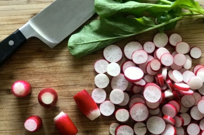 Alaska radishes on cutting board